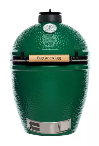 A big green egg with the lid off.